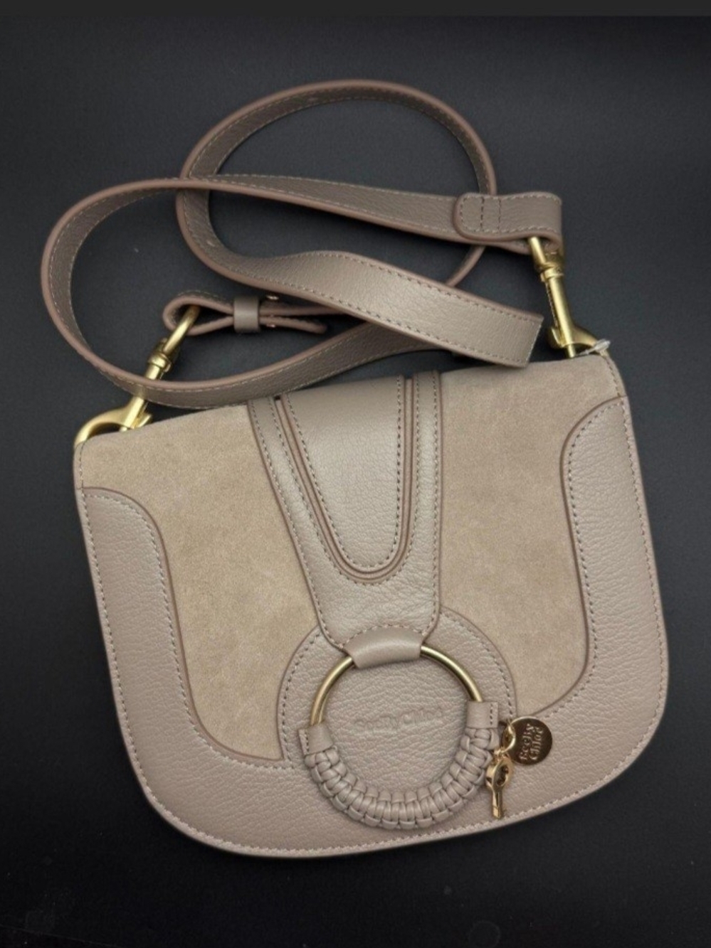 NWT See By Chloé Hana Small Leather Crossbody Bag in Motty Grey – 100% Authentic